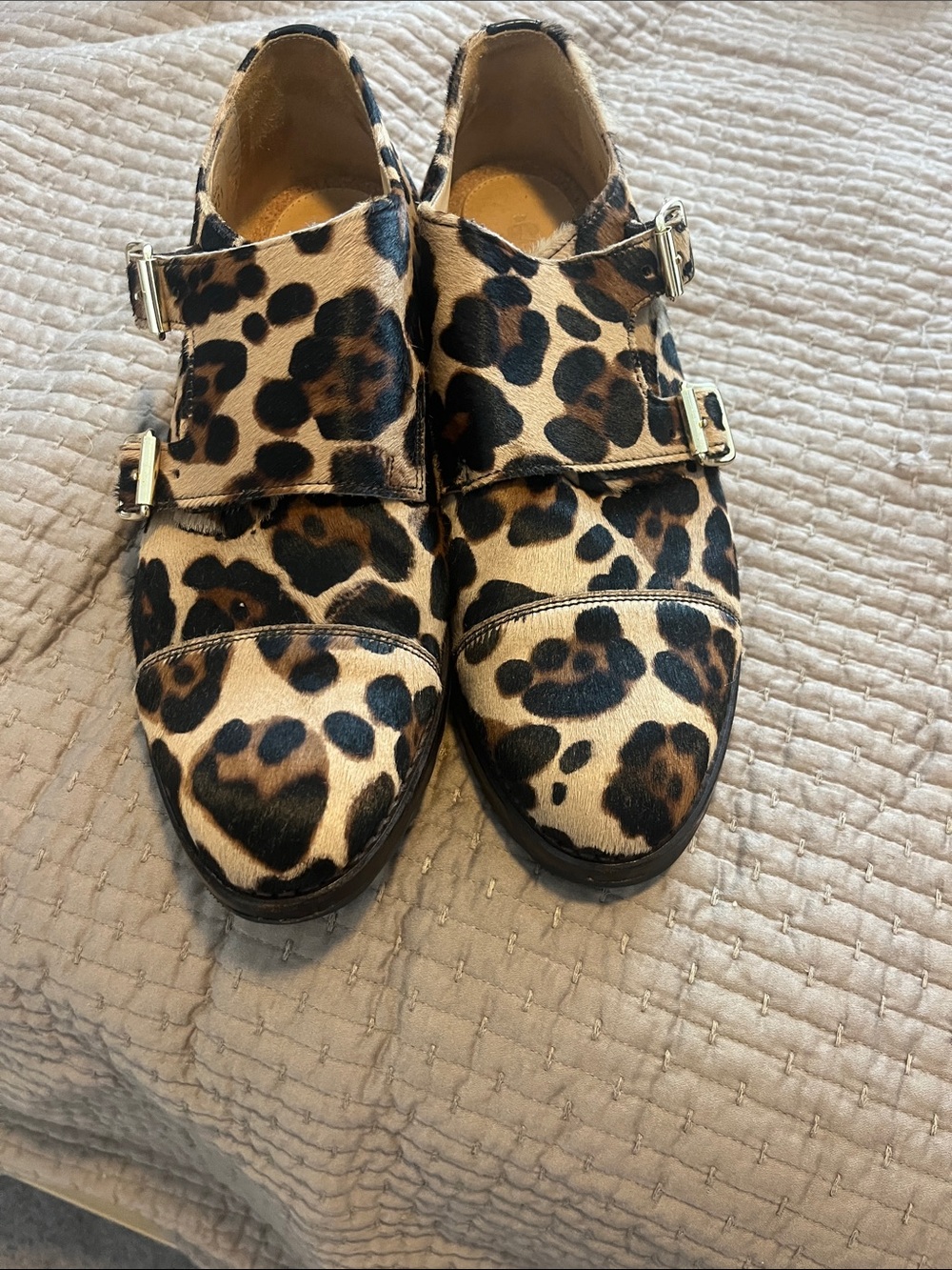 Office Of Angela Scott double monk strap leopard shoes – EUC, Size 39